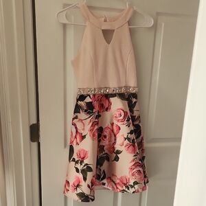 Rare Editions Pink and Cream Floral Dress